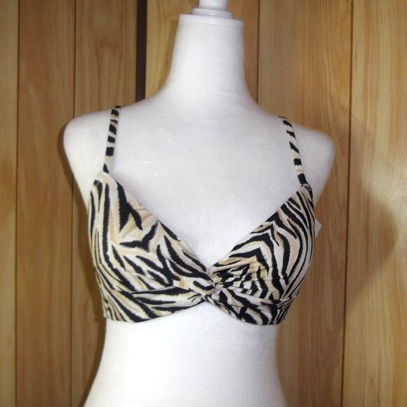 NWT Shade & Shore Zebra Underwire Built-in Bra Swimwear Bikini Top 36B - Picture 1 of 6